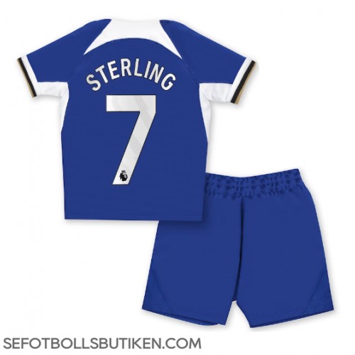Chelsea Raheem Sterling #7 Replika Babykläder Hemma matchkläder barn 2023-24 Korta ärmar (+ Korta byxor)
